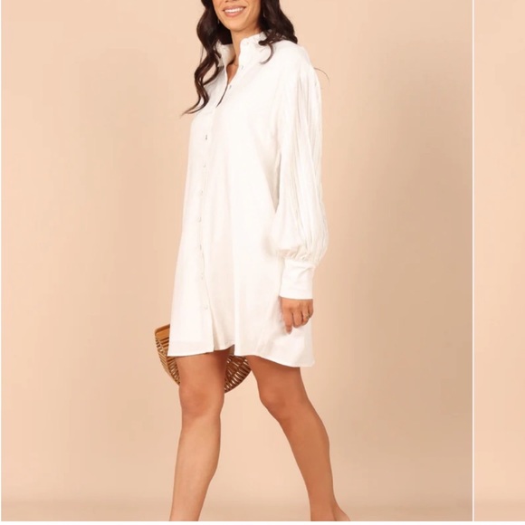 Petal and Pup Mia Long Sleeve Shirt Dress - White - Picture 3 of 14